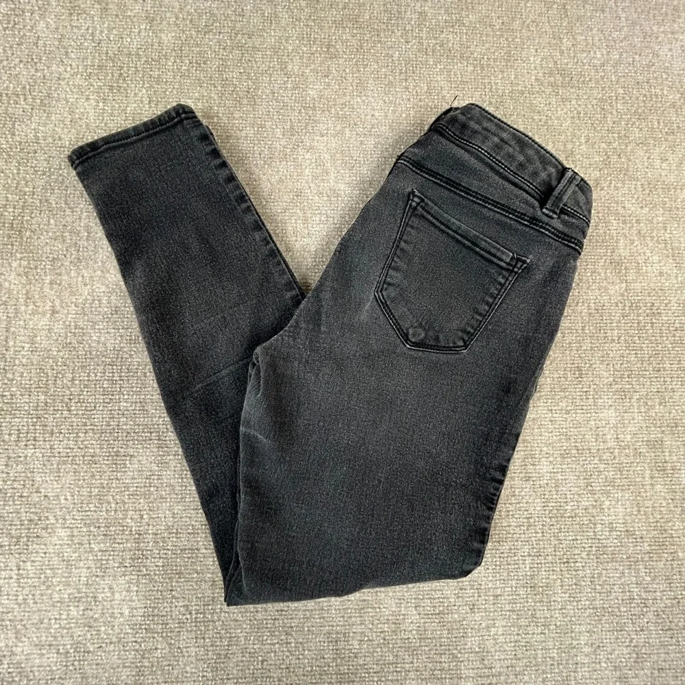 D Jeans Womens 6 Petite Charcoal Gray Cotton Stretch Mid Rise Travel Skinny Leg